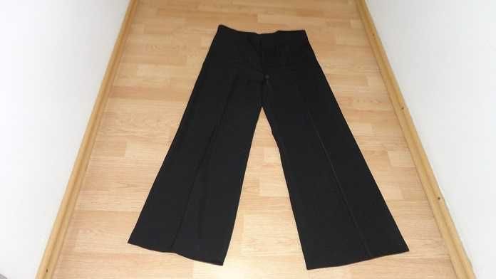 Pantaloni eleganti din matase plina neagra, model drept