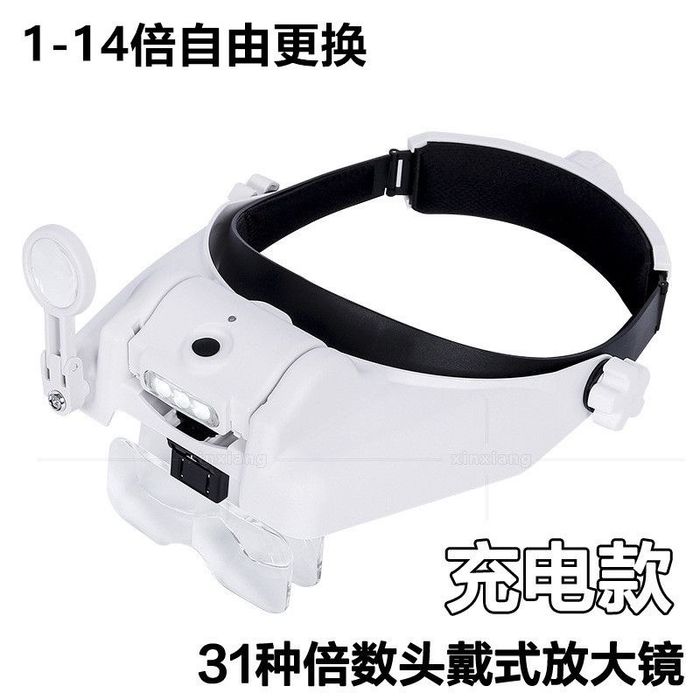 Очки лупа для зрения с линзами перезаряжаемый с фонариком