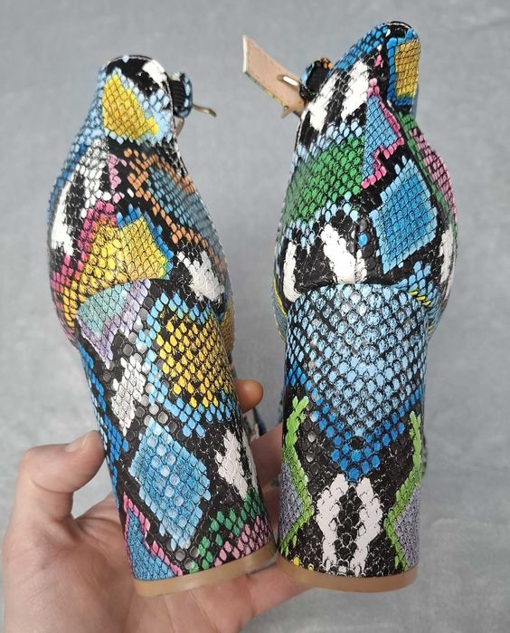 Sandale deosebite, multicolore, cu toc inalt gros, Zapatos, 40-41