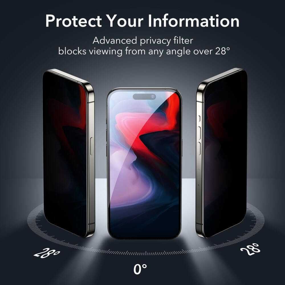 Протектор iPhone 15 pro max ESR Privacy Full Cover Tempered Glass 3 БР