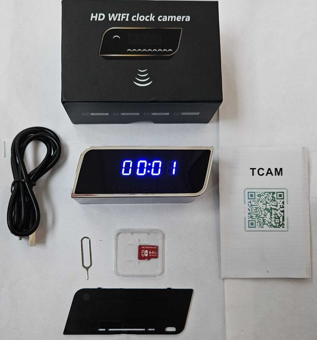 Camera Spion Wi-Fi Ascunsa in Ceas de Birou,Ful HD,Card 64 Gb,baterie