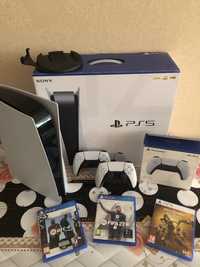 PlayStation 5, 2 геймпада, 3 игры