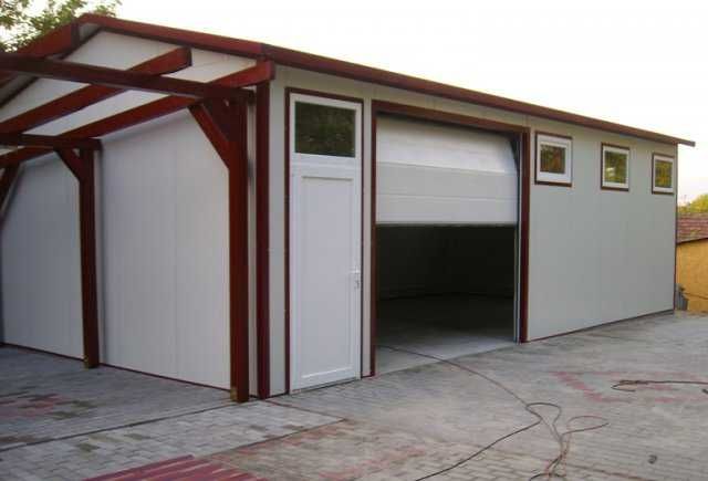Casa modulara, garaje auto si containere stil birou din panou sandwich