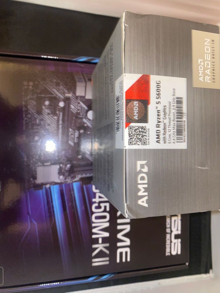 Placa de baza ASUS PRIME B450M-K II + procesor  AMD Ryzen 5 5600G 3.9