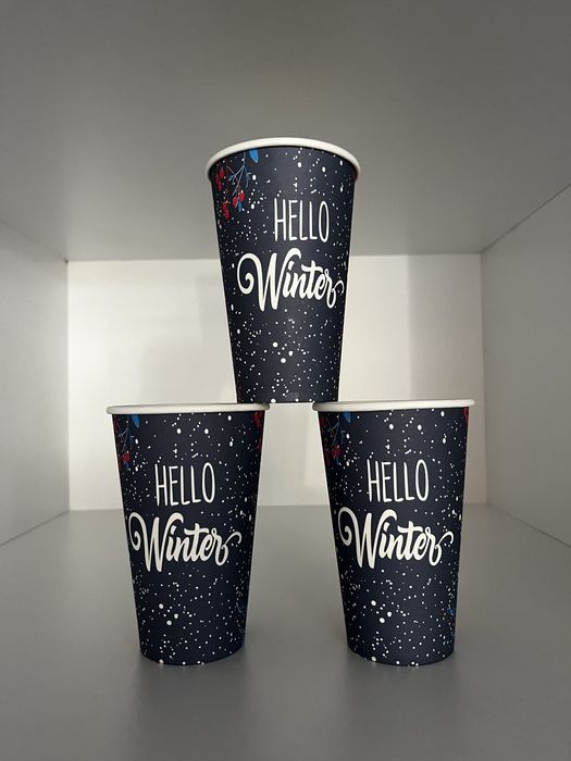 Pahare carton 8 si 12 oz tematica de craciun