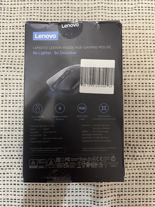Mouse gaming Lenovo Legion M300s, Iluminare RGB, 8k DPI,