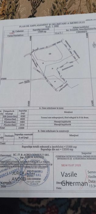Teren cu lac, în sat Izvoarele Com. Cernești, jud. Maramureș