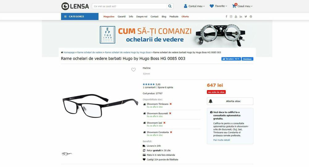 Rame ochelari de vedere barbati Hugo by Hugo Boss HG 0085 003 noi