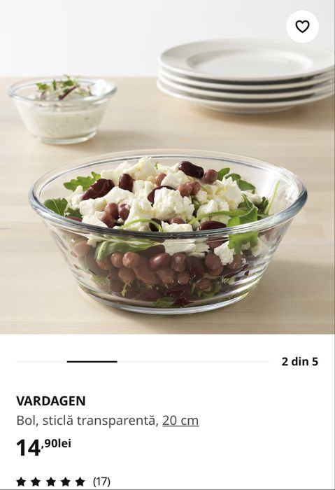 Bol ikea vardagen sticla 20 cm 1 litru 7 cm inaltime