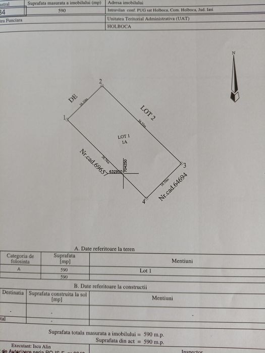 Parcele teren intravilan 590 mp in sat Holboca