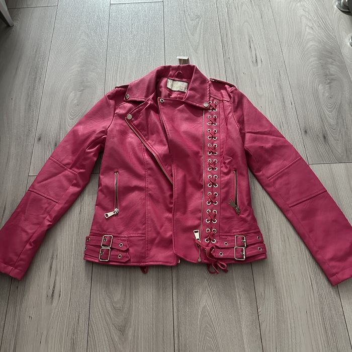 Geaca fete roz piele 14 ani noua