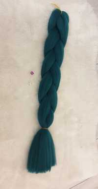 Extensie teal verde albastru noua 60 cm cozi impletituri superba