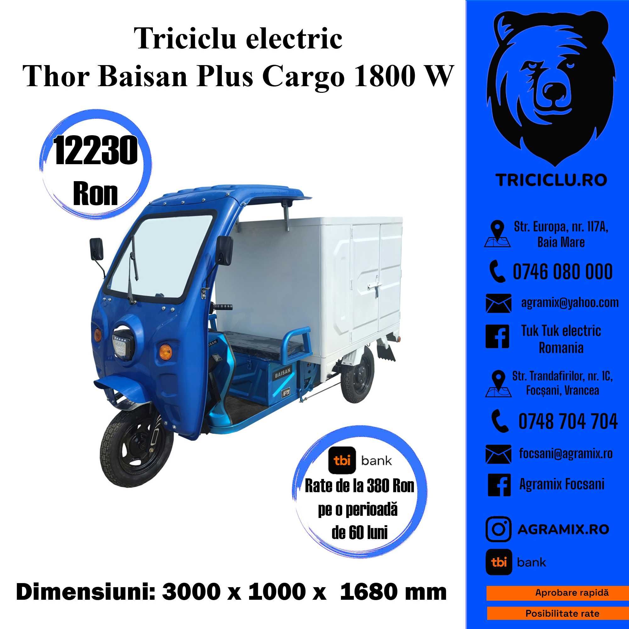 Triciclu electric THOR BAISAN 1800w nou Agramix