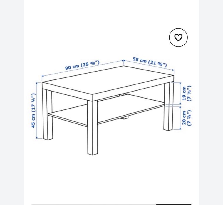 Холна маса от Икеа дължина 90 см ширина 55 см височина 45 см