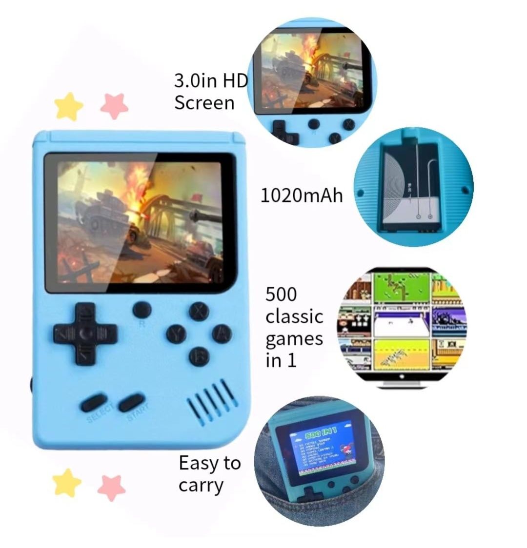 Детска Преносима игрална ретро конзола Game box с 500 игри с джойстик
