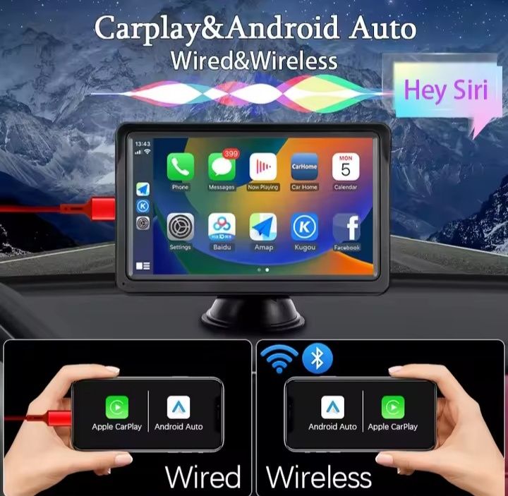 Carplay Android Auto 7 инча мултимедиен плеър навигация плеър