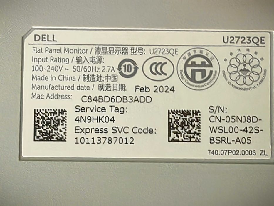 Монитор Dell U2723QE UltraSharp 4K USB-C Hub, DisplayPort, HDMI, KVM