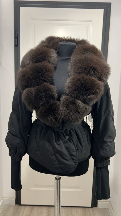 Geaca blana naturala maro model nou