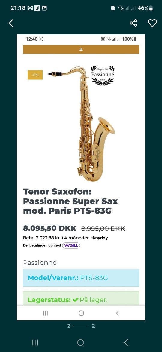 Saxofon tenor profesional