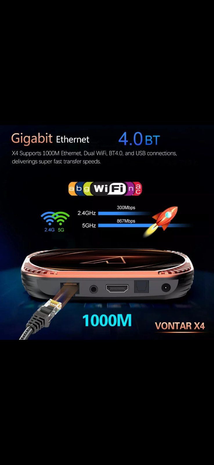 Нов 8K TV Box VONTAR-X4 Android 11.0 Amlogic S905X4 4/64GB UHD