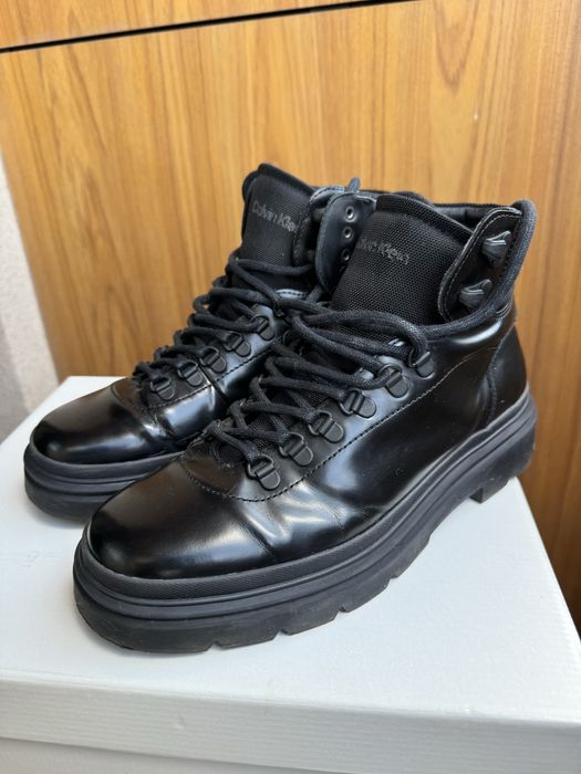 Мъжки черни от естествена кожа боти  Calvin Klein
