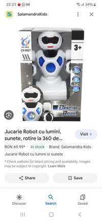 Jucarie robot cu lumini, sunete, rotire la 360°