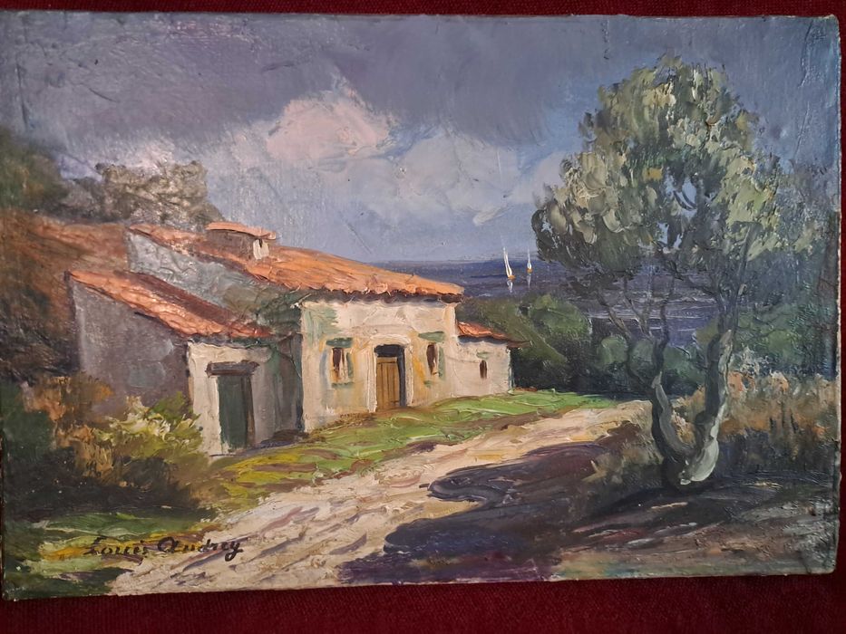 tablou pictura pe panza 35/24 cm semnat Louis Audrey