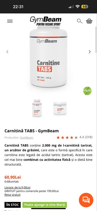 Gym Beam ( proteina, L-carnitine , carnitine 90 tablete)