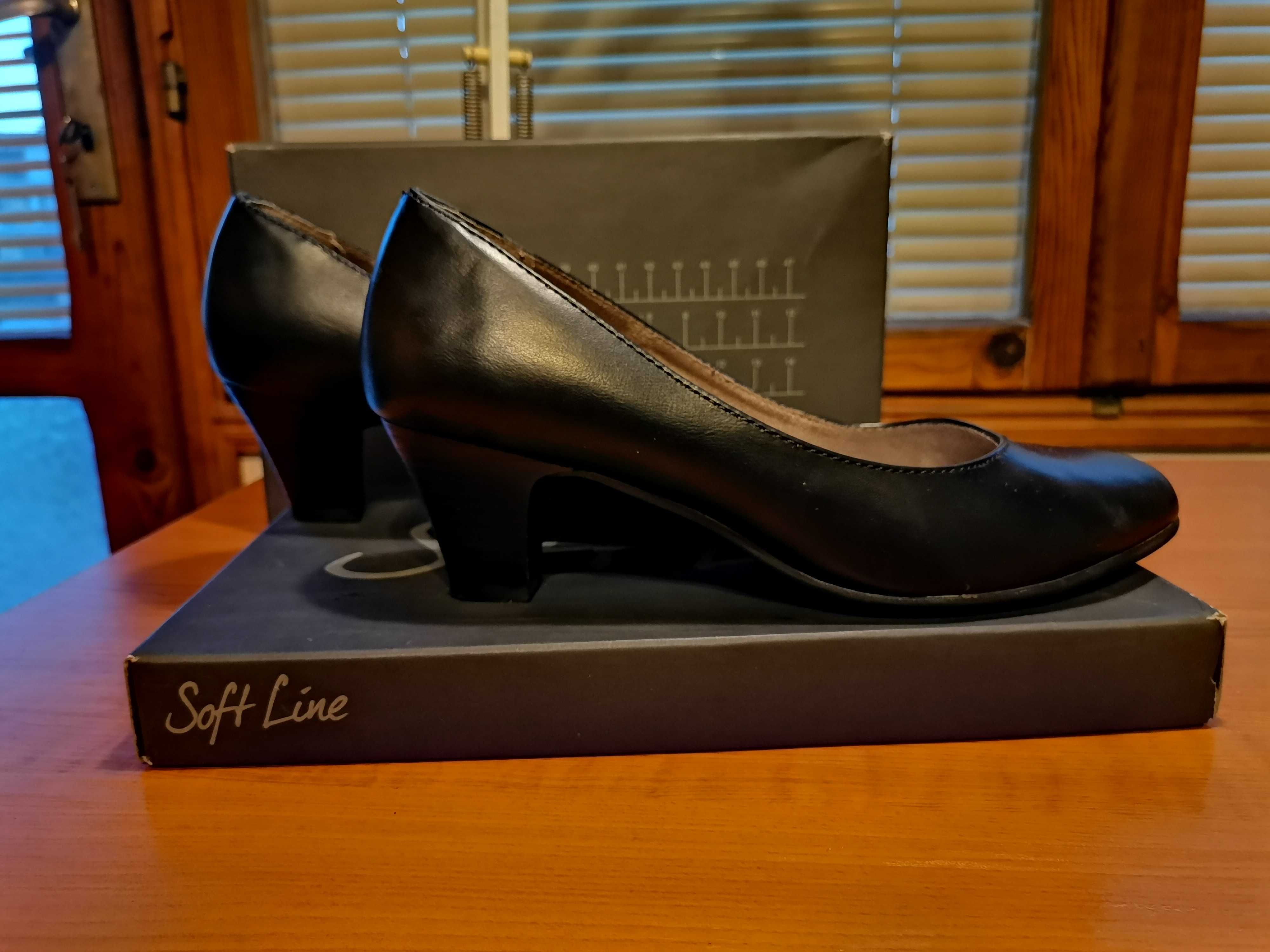 Черни дамски обувки "Soft Line". Изкуствена кожа. Размер 38.