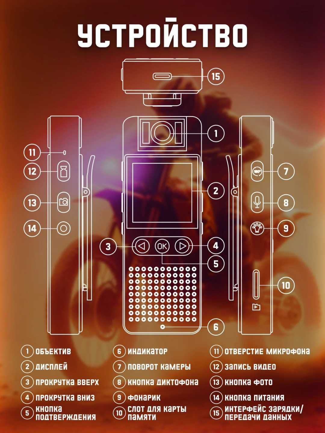 Мини боди камера с экраном / Mini body camera ekranli Full HD