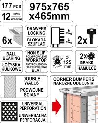 Dulap scule l YATO,  YT-5530 echipat 177 pcs, FACTURA!!!