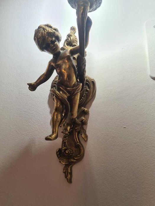 superbe aplice de bronz cu inger , pereche aplice bronz