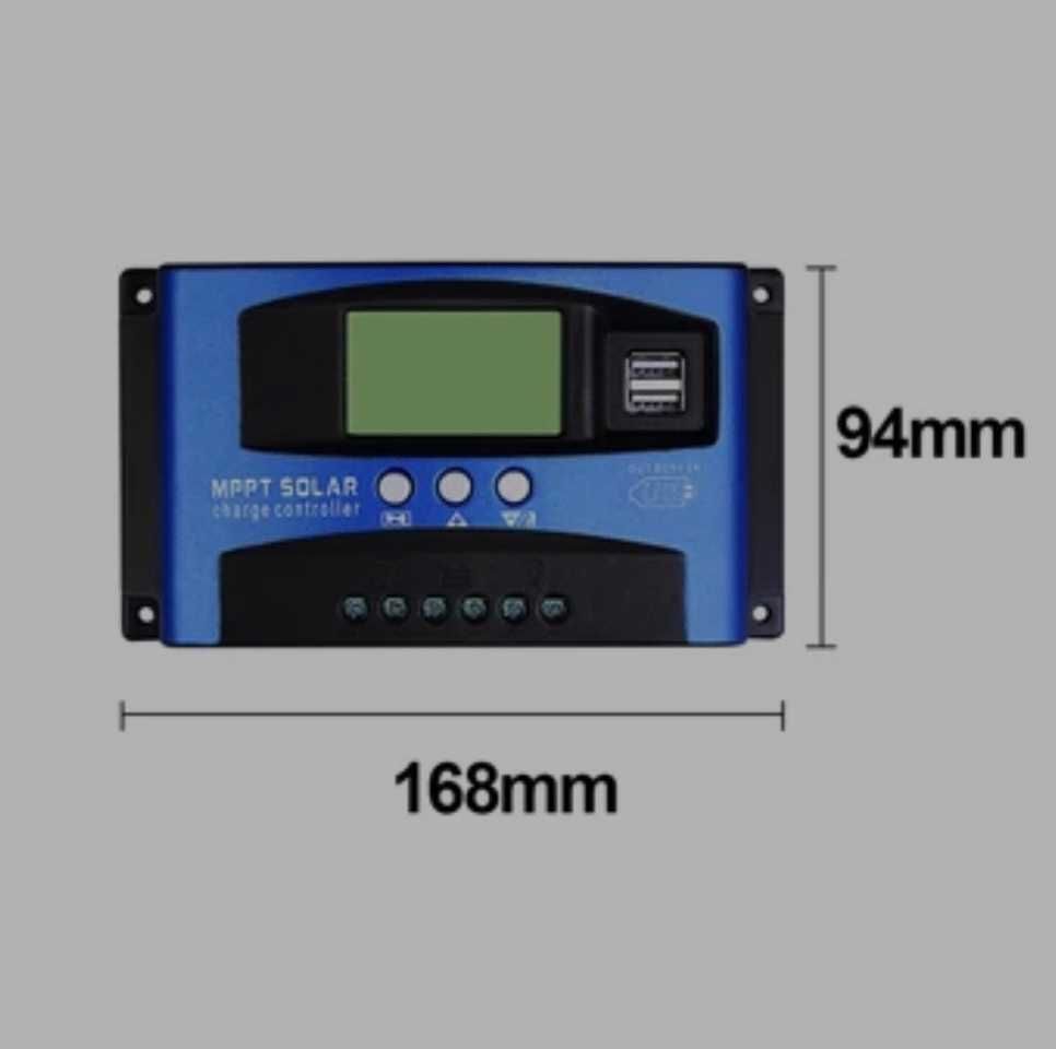 Контролер на заряд на Слънчеви Батерии Двойно USB с LCD дисплей