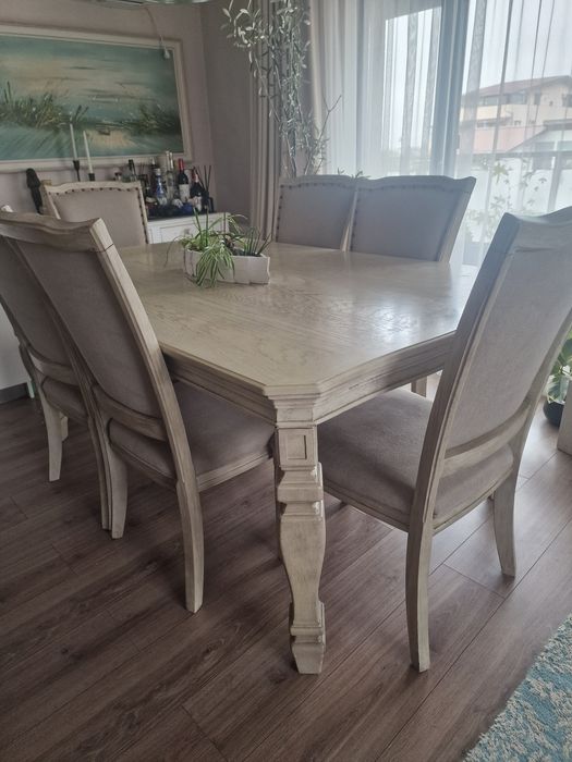 Masa lemn cu 6 scaune