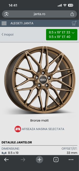 BMW Roti complete dotzz cu anvelope  pirelli