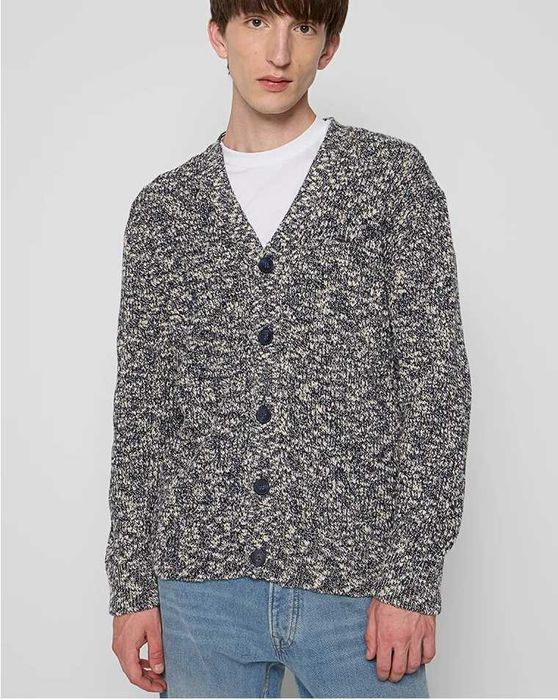NN.07, Cardigan din bumbac Jesse, Albastru, M