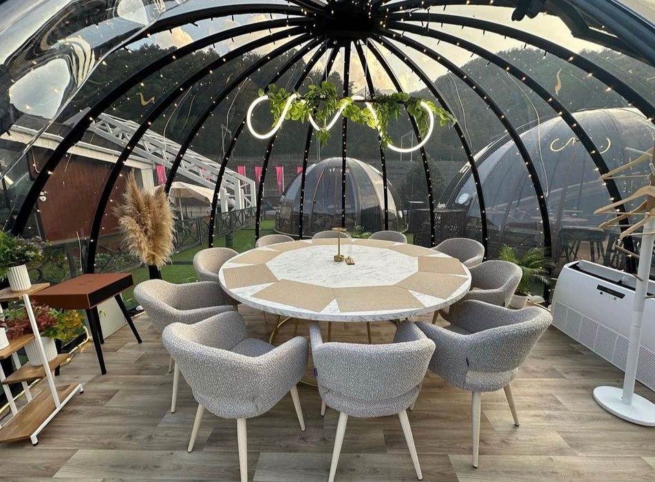 Igloo metalic cu geamuri de sticla all seasons deschidere 180 grade