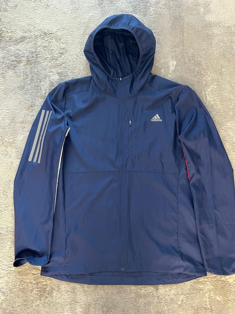 Adidas Own the Run Jkt Running Sports Hooded Jacket Blue, Size L