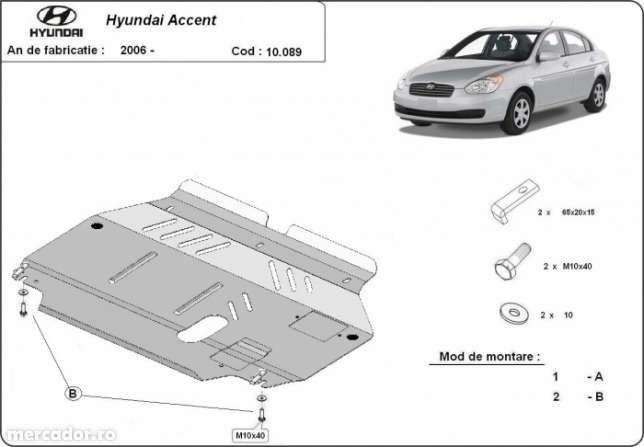 Scut motor metalic Hyundai Accent 2005-2010 - otel 2mm