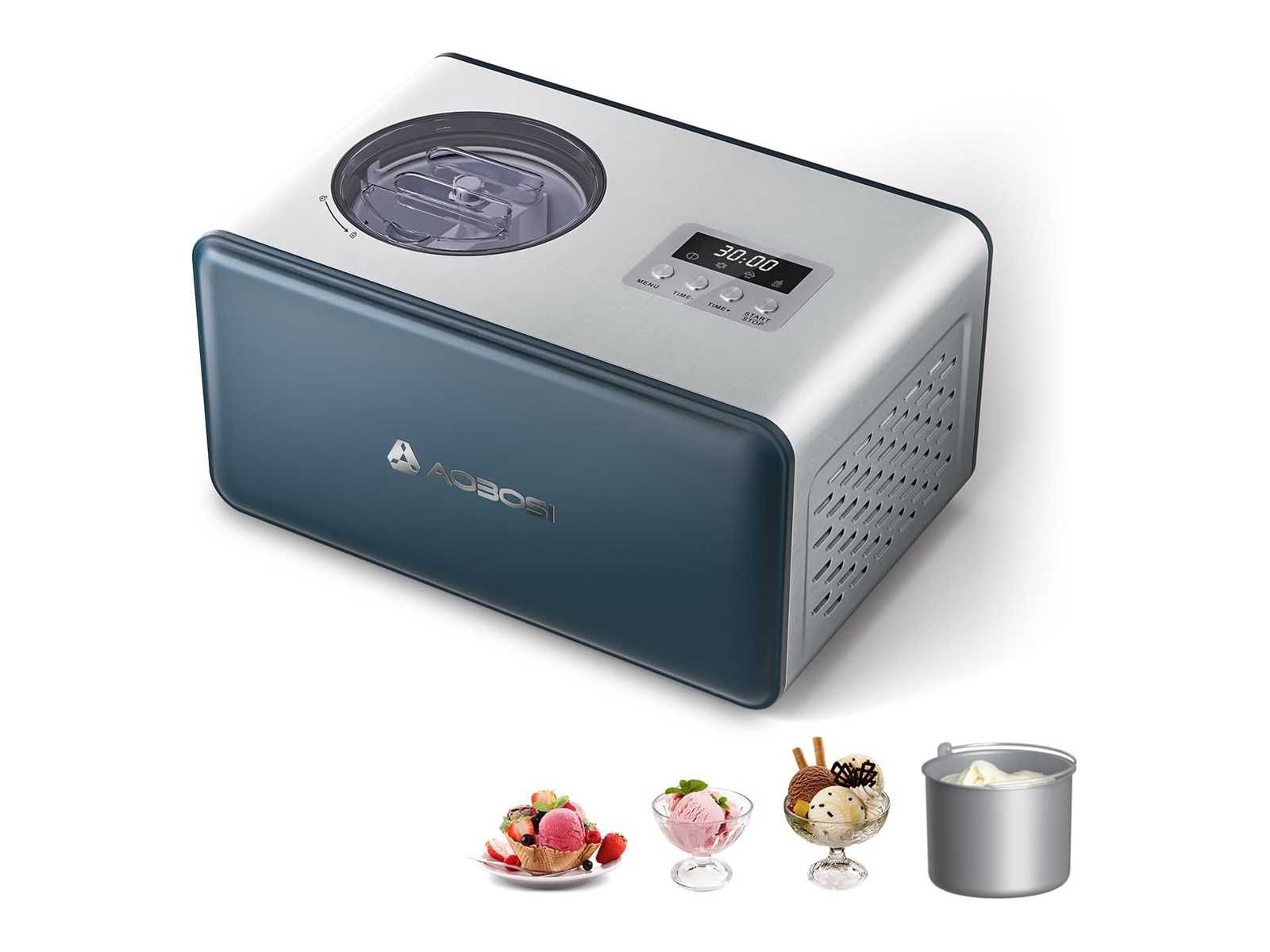 Машина за сладолед Aobosi 1.5L Мощен компресор за бърз сладолед 150W