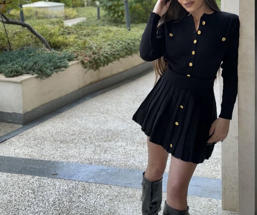 Плетен комплект черен и бял