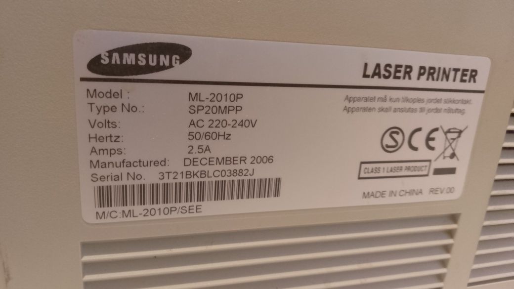 Лазерен Принтер Samsung ML-2010P Черно Бял Печат