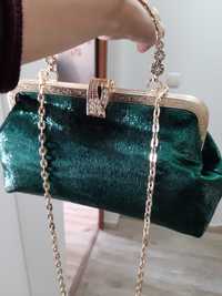 Дамска парти чанта в зелен цвят