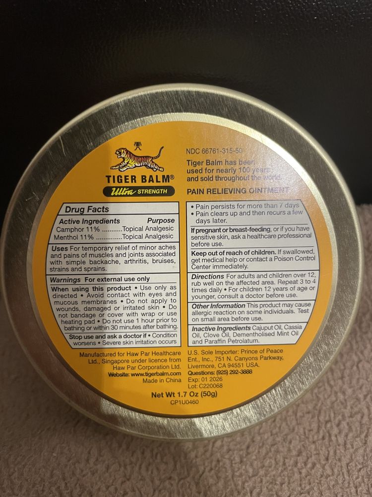 Vând balsam original Tiger Balm , 50 gr efect analgezic