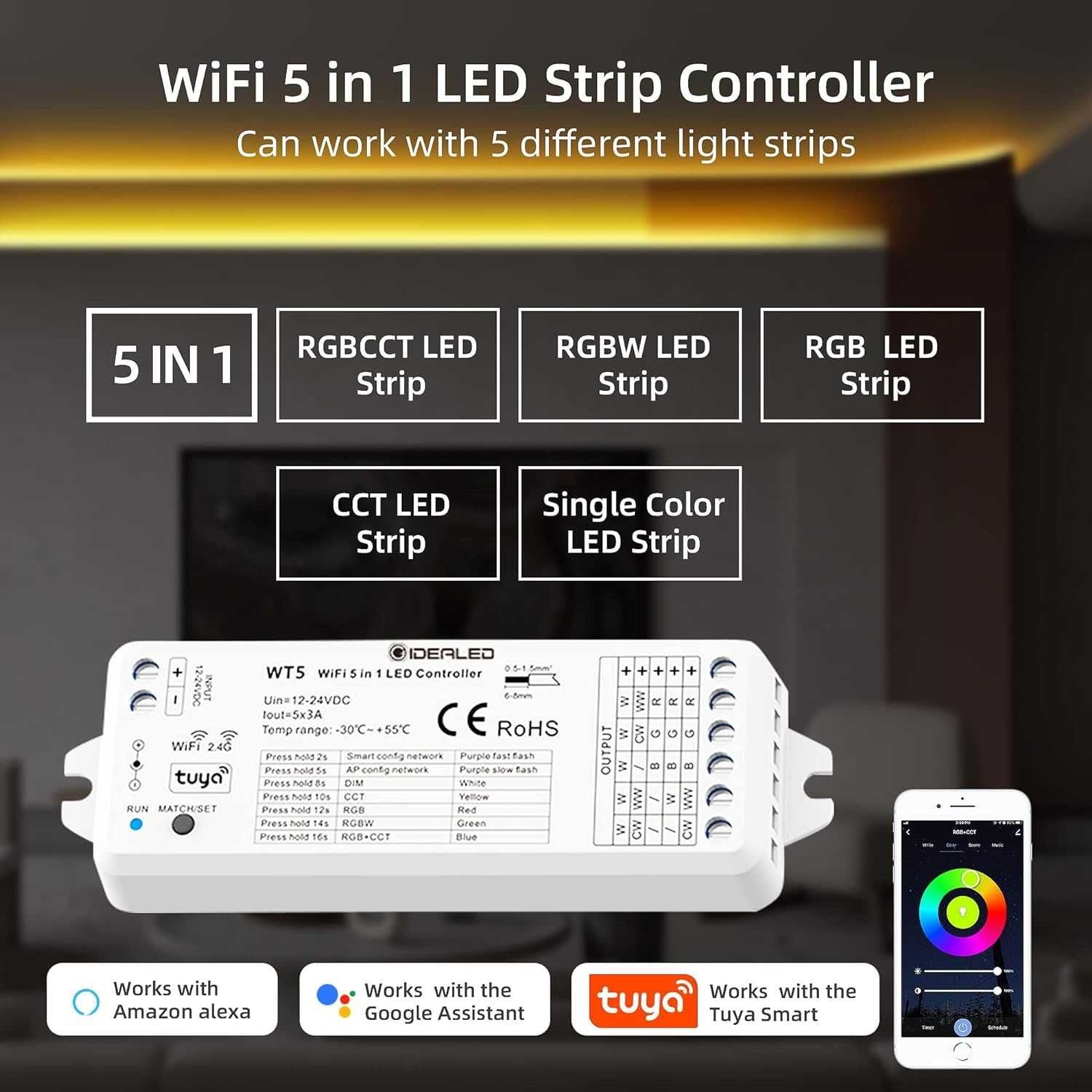 Смарт WiFi Tuya LED контролер