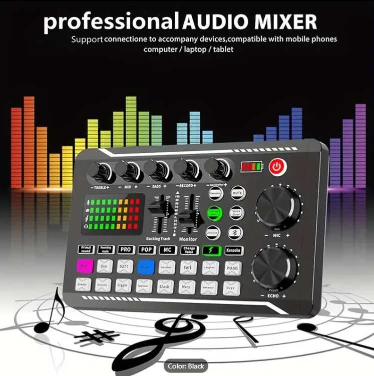 F998 Audio Mixer USB Placa sunet Bluetooth Livestream Tiktok