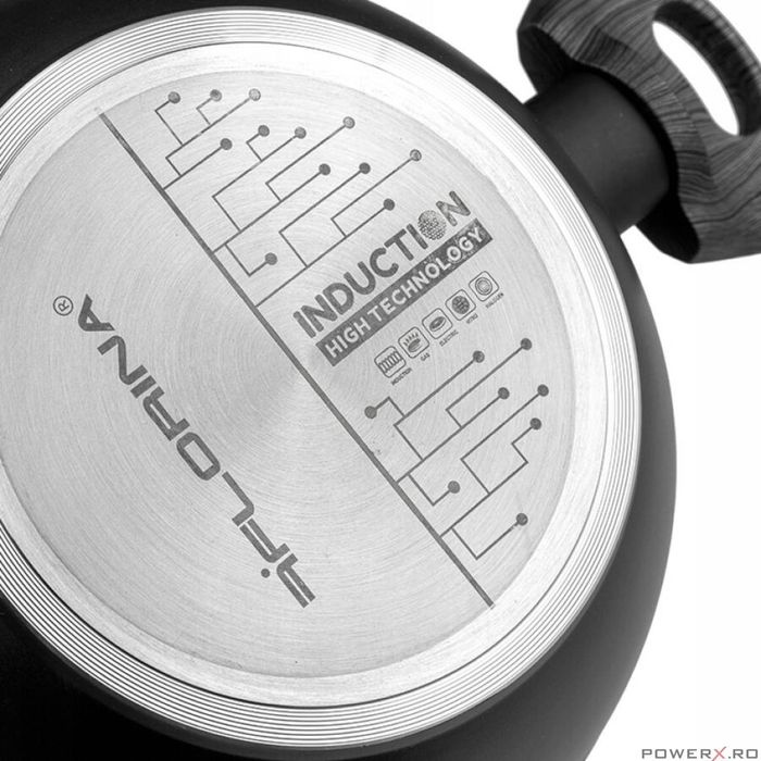 Oala din aluminiu, cu invelis marmorat antiaderent, cu capac,