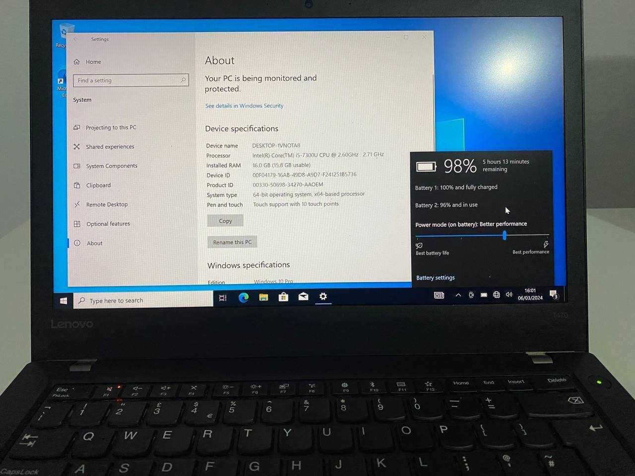 Lenovo ThinkPad T470 Touchscreen 2xbaterii