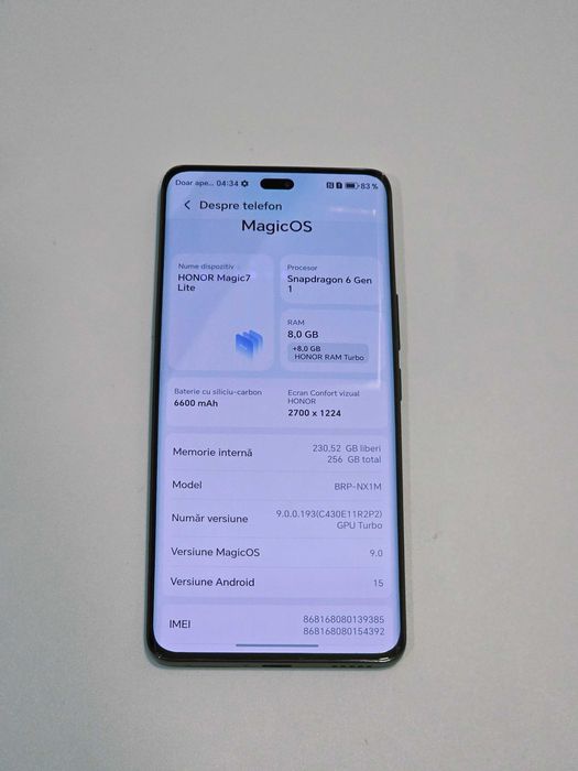 Hope Amanet P8 Honor Magic 7 Lite 256 Gb 8 Gb Ram