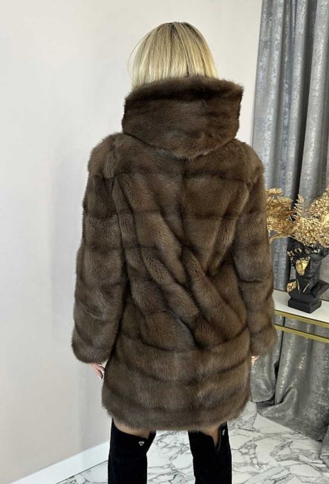 Haina vizon blana naturala , Haină de nurcă , 4 in 1 Transformer